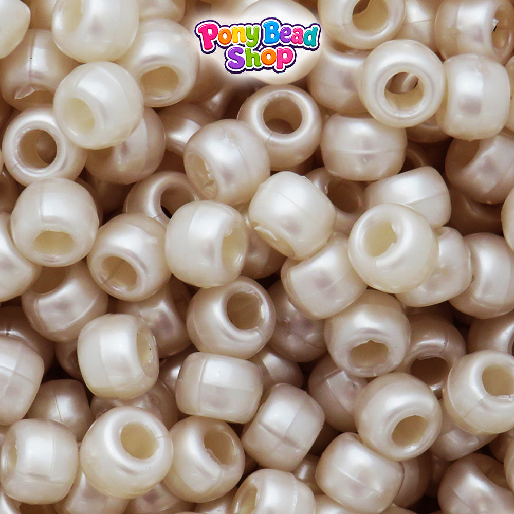 Dark Champagne Pearl 9mm Barrel Plastic Pony Beads (500pcs)