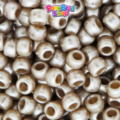 Medium Amber Pearl 9mm Barrel Plastic Pony Beads (500pcs)