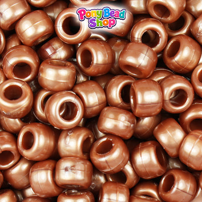 Dark Copper Pearl 9mm Barrel Plastic Pony Beads (500pcs)