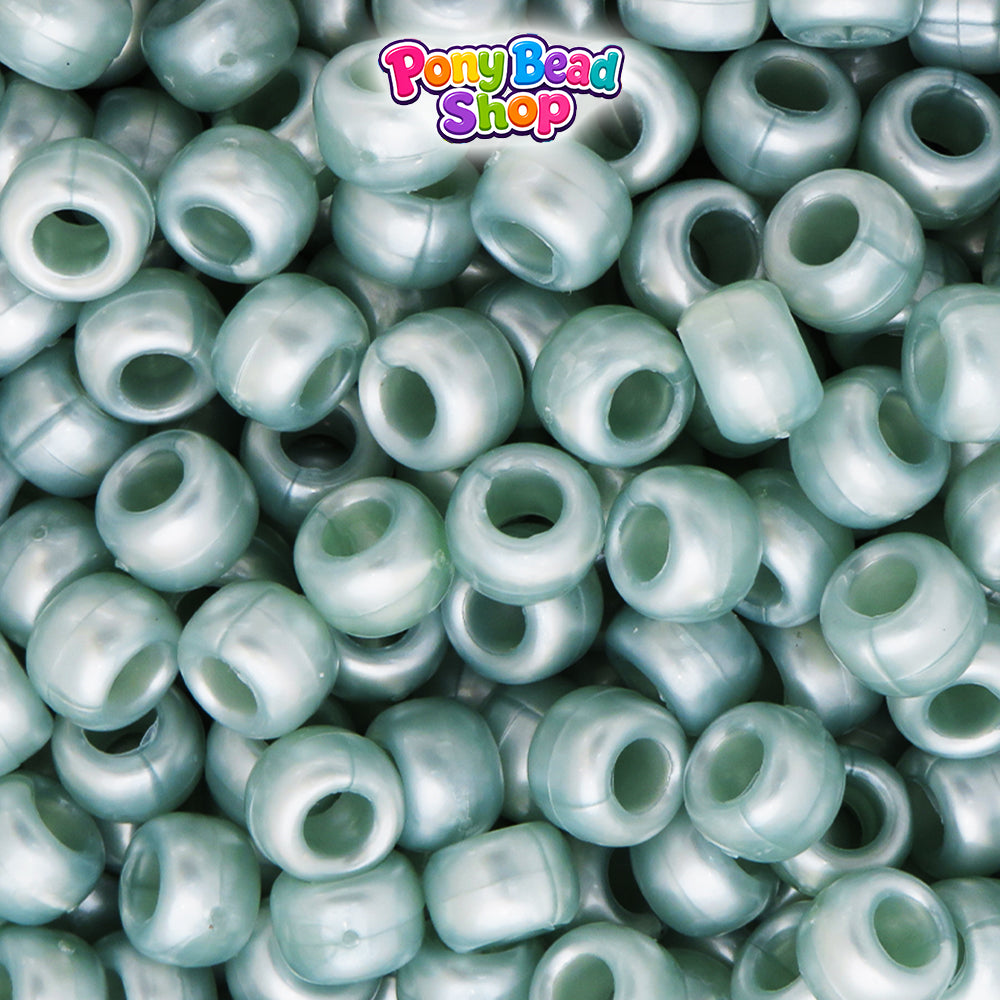 Dark Sea Foam Pearl 9mm Barrel Plastic Pony Beads (500pcs)