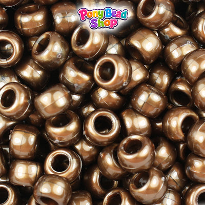 Dark Gold Bronze Pearl 9mm Barrel Plastic Pony Beads (500pcs)