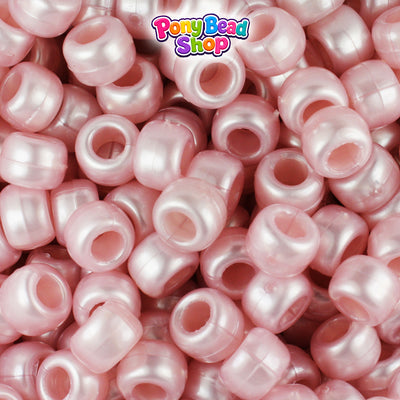 Light Rose Petal Pearl 9mm Barrel Plastic Pony Beads (500pcs)