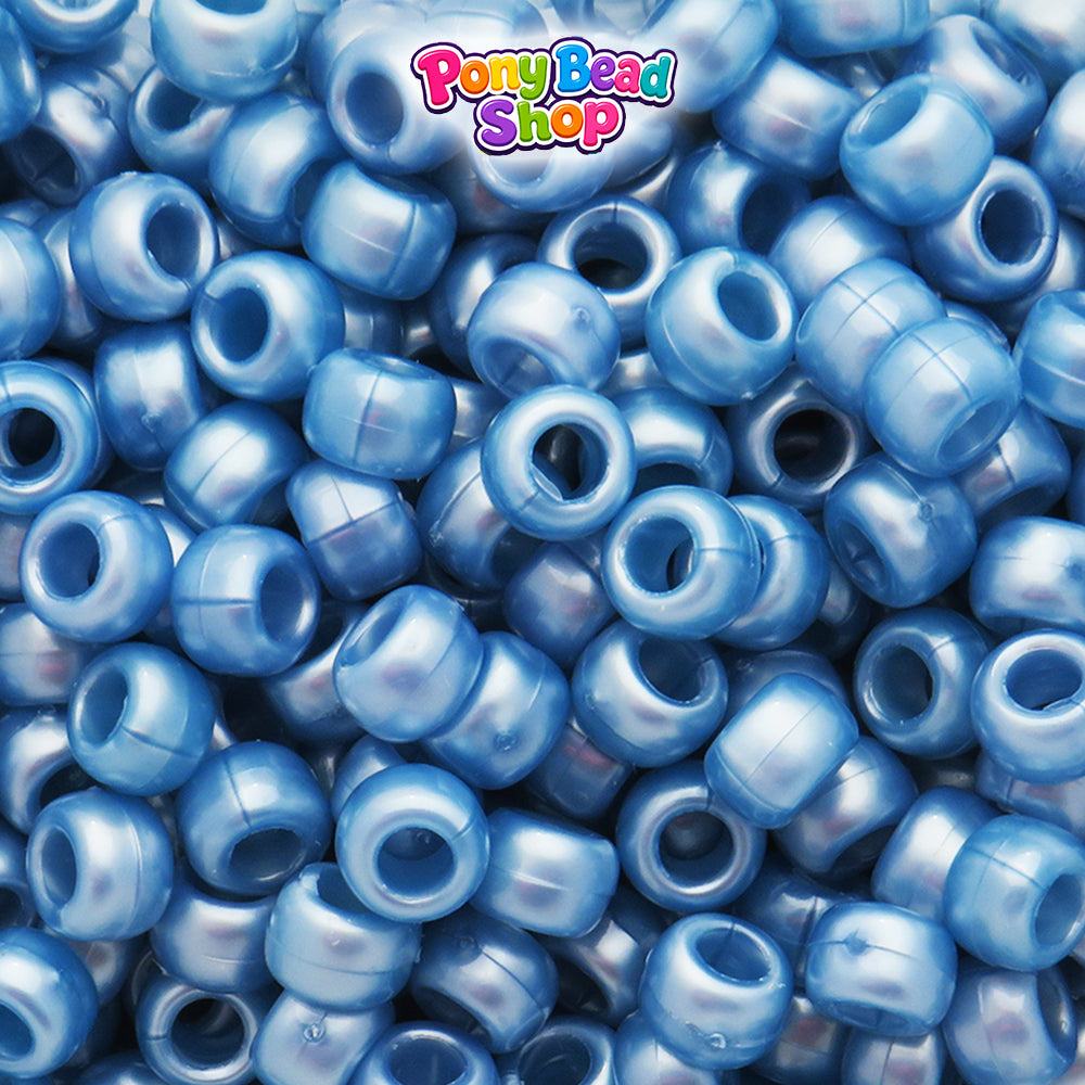 Light Montana Blue Pearl 9mm Barrel Plastic Pony Beads (500pcs)