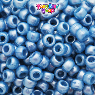 Light Montana Blue Pearl 9mm Barrel Plastic Pony Beads (500pcs)