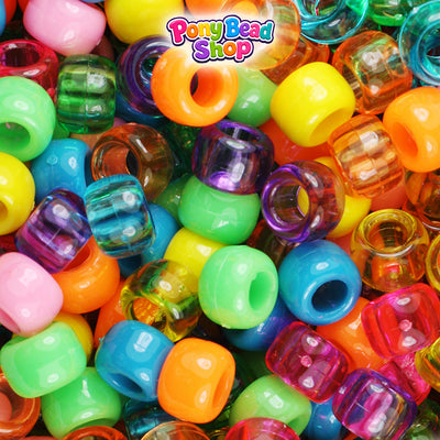 Party Time Multi 9mm Barrel Plastic Pony Beads (500pcs)