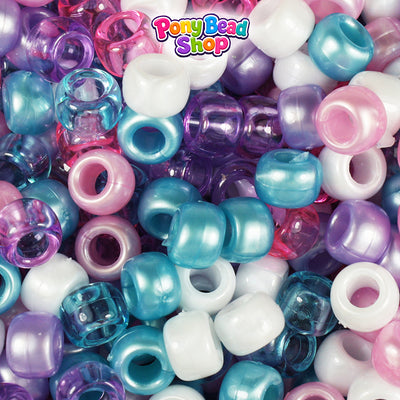 Unicorn Multi 9mm Barrel Plastic Pony Beads (500pcs)