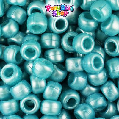 Sky Blue Pearl 9mm Barrel Plastic Pony Beads (500pcs)