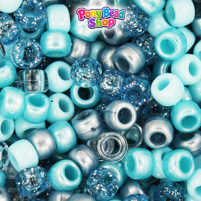 Light Blue Multi 9mm Barrel Plastic Pony Beads (500pcs)
