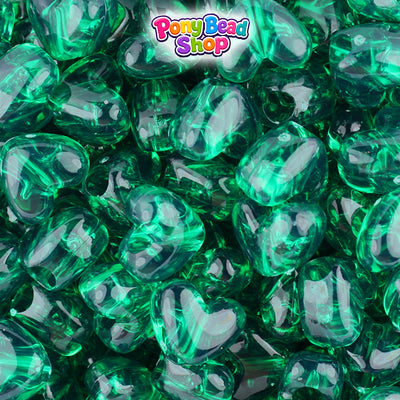 Emerald Transparent 12mm Heart (VH) Plastic Pony Beads (250pcs)