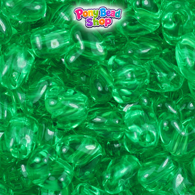 Mint Transparent 12mm Heart (VH) Plastic Pony Beads (250pcs)