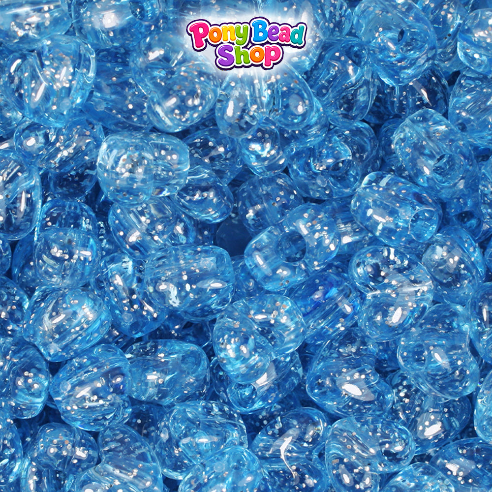 Light Sapphire Sparkle 12mm Heart (VH) Plastic Pony Beads (250pcs)