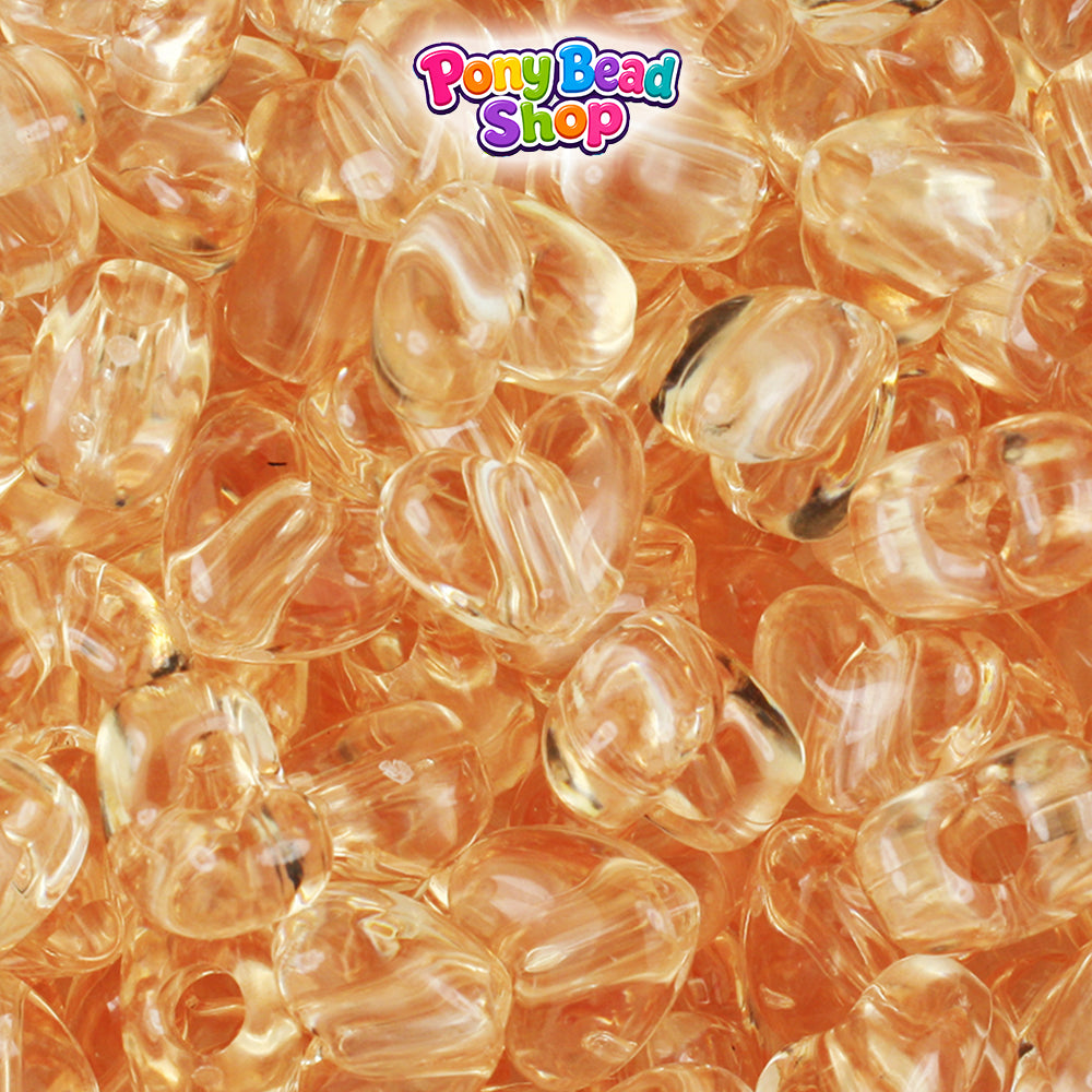 Champagne Transparent 12mm Heart (VH) Plastic Pony Beads (250pcs)