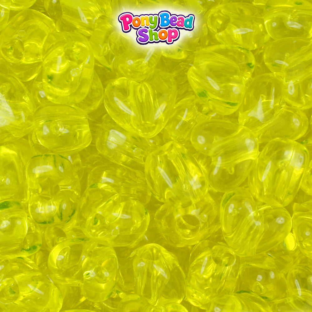 Yellow Transparent 12mm Heart (VH) Plastic Pony Beads (250pcs)