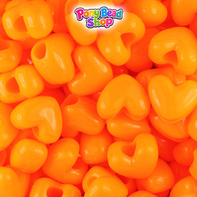Orange Opaque 12mm Heart (VH) Plastic Pony Beads (250pcs)