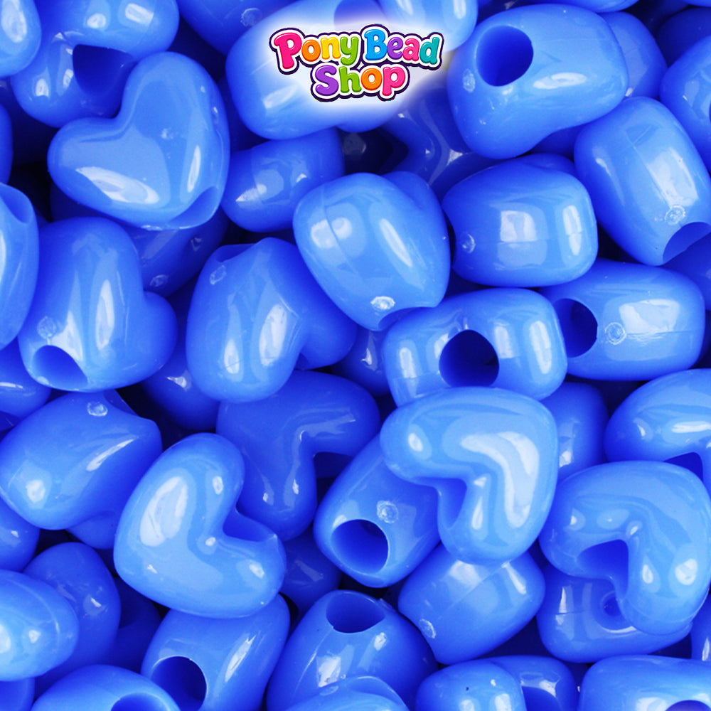 Periwinkle Opaque 12mm Heart (VH) Plastic Pony Beads (250pcs)