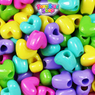 Candy Opaque Mix 12mm Heart (VH) Plastic Pony Beads (250pcs)
