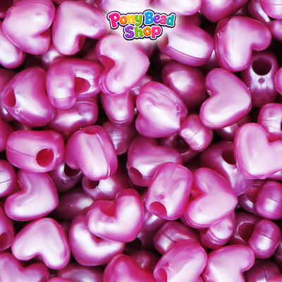 Mauve Pearl 12mm Heart (VH) Plastic Pony Beads (250pcs)