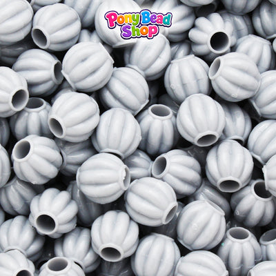 Grey Opaque 10mm Melon Plastic Pony Beads (300pcs)
