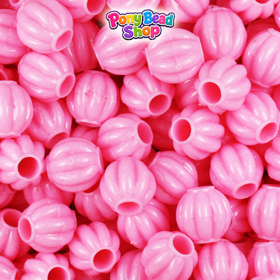 Baby Pink Opaque 10mm Melon Plastic Pony Beads (300pcs)