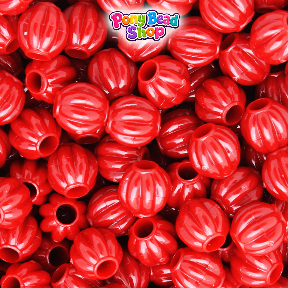 Red Opaque 10mm Melon Plastic Pony Beads (300pcs)