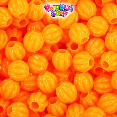 Orange Opaque 10mm Melon Plastic Pony Beads (300pcs)