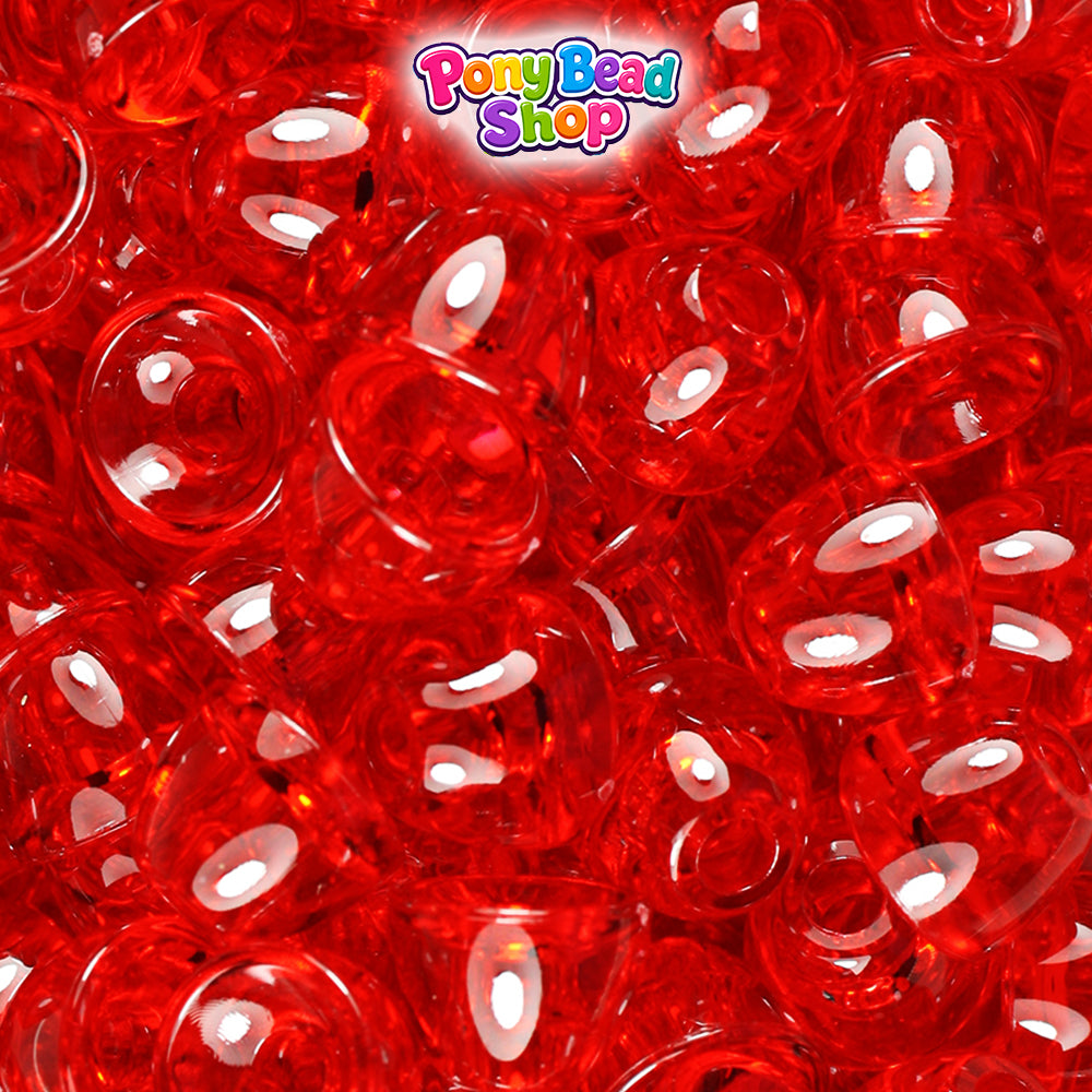 Ruby Transparent 12mm Bell Plastic Pony Beads (50pcs)