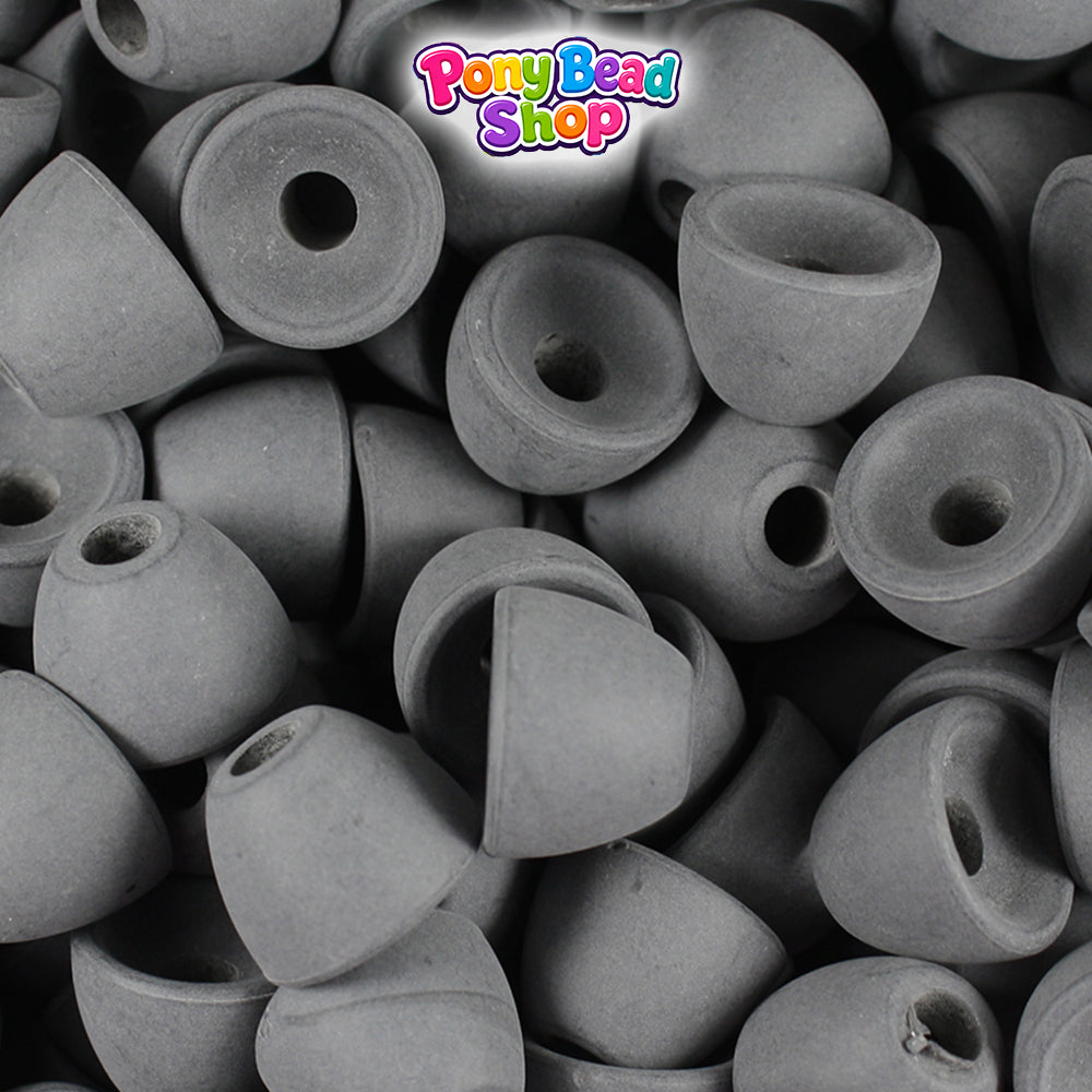 Black Matte 12mm Bell Plastic Pony Beads (50pcs)