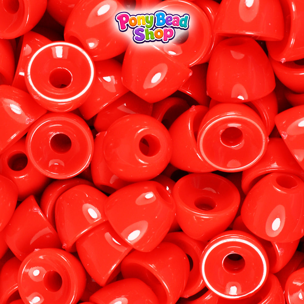 Bright Red Opaque 12mm Bell Plastic Pony Beads (50pcs)