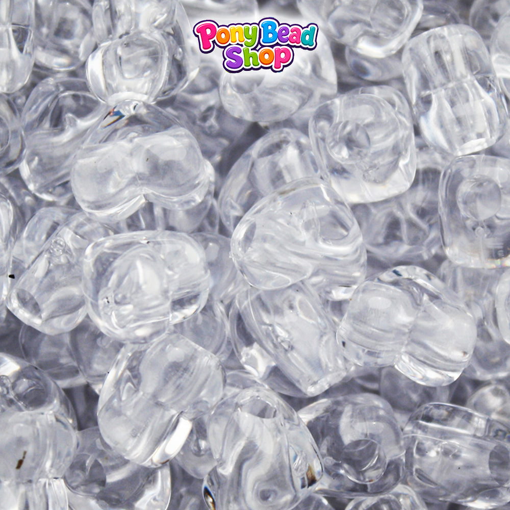 Crystal Transparent 12mm Heart (HH) Plastic Pony Beads (250pcs)