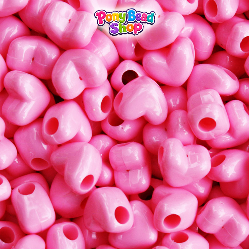 Baby Pink Opaque 12mm Heart (HH) Plastic Pony Beads (250pcs)
