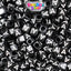 Black Opaque 6mm Cube Plastic Alpha Beads - White Letters (80pcs)