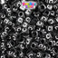 Black Opaque 6mm Cube Plastic Alpha Beads - White Letters (80pcs)