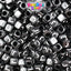 Black Opaque 6mm Cube Plastic Alpha Beads - White Letters (80pcs)