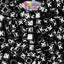 Black Opaque 6mm Cube Plastic Alpha Beads - White Letters (80pcs)