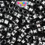 Black Opaque 6mm Cube Plastic Alpha Beads - White Letters (80pcs)