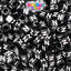 Black Opaque 6mm Cube Plastic Alpha Beads - White Letters (80pcs)