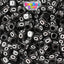 Black Opaque 6mm Cube Plastic Alpha Beads - White Letters (80pcs)
