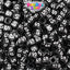 Black Opaque 6mm Cube Plastic Alpha Beads - White Letters (80pcs)