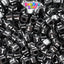 Black Opaque 6mm Cube Plastic Alpha Beads - White Letters (80pcs)