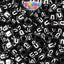 Black Opaque 6mm Cube Plastic Alpha Beads - White Letters (80pcs)