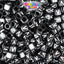Black Opaque 6mm Cube Plastic Alpha Beads - White Letters (80pcs)