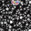 Black Opaque 6mm Cube Plastic Alpha Beads - White Letters (80pcs)
