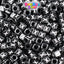 Black Opaque 6mm Cube Plastic Alpha Beads - White Letters (80pcs)