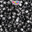 Black Opaque 6mm Cube Plastic Alpha Beads - White Letters (80pcs)