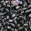 Black Opaque 6mm Cube Plastic Alpha Beads - White Letters (80pcs)