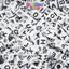 White Opaque 6mm Cube Plastic Alpha Beads - Black Letters (80pcs)