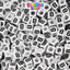 White Opaque 6mm Cube Plastic Alpha Beads - Black Letters (80pcs)