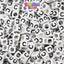 White Opaque 6mm Cube Plastic Alpha Beads - Black Letters (80pcs)