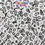 White Opaque 6mm Cube Plastic Alpha Beads - Black Letters (80pcs)