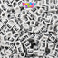 White Opaque 6mm Cube Plastic Alpha Beads - Black Letters (80pcs)